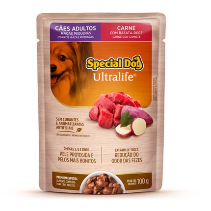 Sachê Special Dog Para Cachorros Adultos Raças Pequenas 100gr Sabor Carne E Batata-Doce