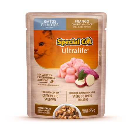 Sachê Special Cat Para Gatos Filhotes 85gr Sabor Frango Com Batata-Doce