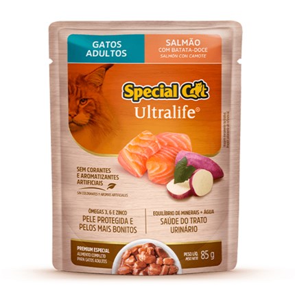 Sachê Special Cat Para Gatos Adultos 85gr Sabor Salmão E Batata-Doce