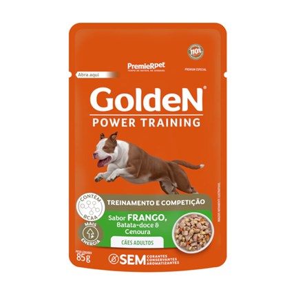 Sachê Golden Gourmet Power Training Cães Adultos 85g Sabor Frango Batata Doce E Cenoura