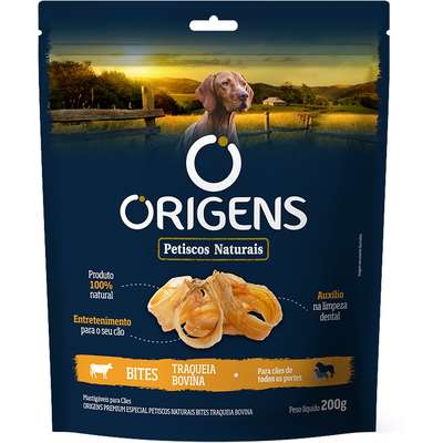Petisco Origens para Cães Adultos Bites Traqueia Bovina