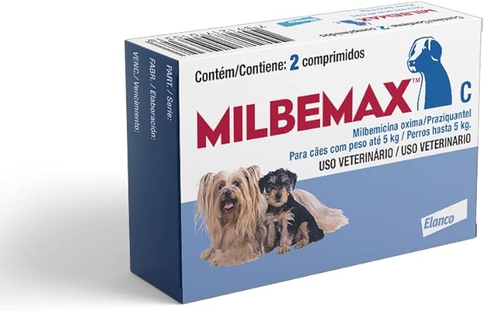Vermífugo Milbemax para Cães até 5 Kg - 2 Comprimidos
