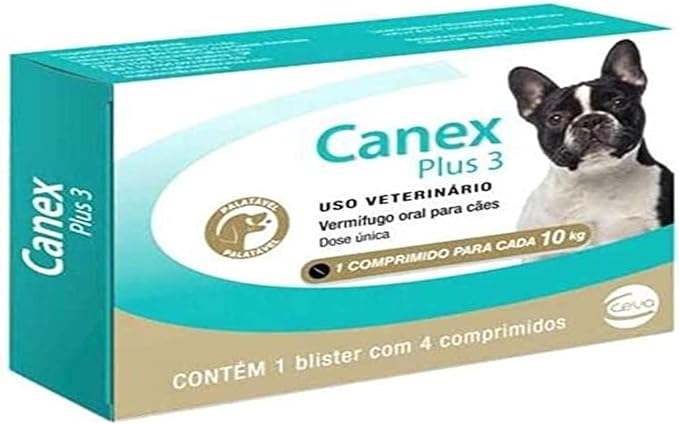 Vermífugo Canex Plus 3 Ceva com 4 Comprimidos Ceva para Cães