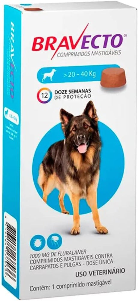 Bravecto Antipugas para Cães de 20 a 40 kg-1 comprimido