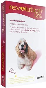 Zoetis Revolution anti Pulgas E Carrapatos 12 Para Cães De 10 A 20 Kg - 3 Ampolas De 1,0 Ml