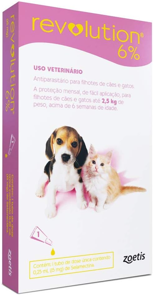 Zoetis Revolution antipulgas E Carrapatos 6% Para Cães E Gatos Até 2,5 Kg