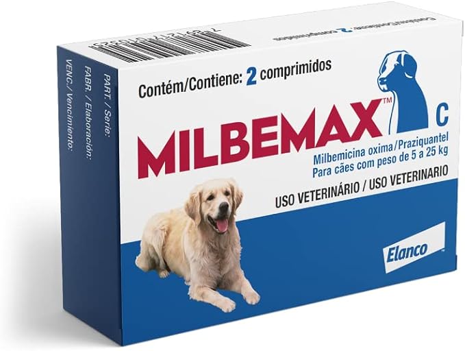 Milbemax C, para cães de 5-25kg, 2 Comprimidos Elanco