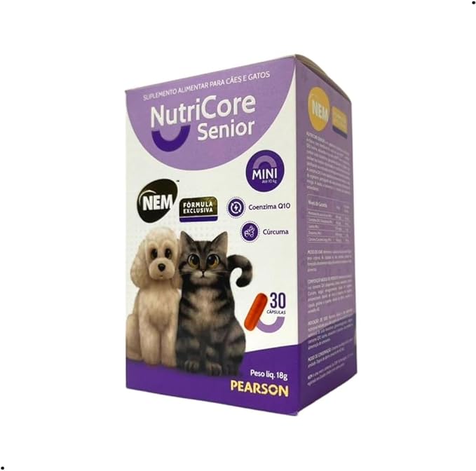 Suplemento Alimentar NutriCore Senior Mini para Cães e Gatos - 30 capsulas