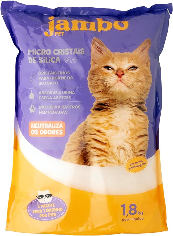JAMBO PET Areia Micro Cristais de Sílica Para Gatos, Embalagem com 1,8 kg