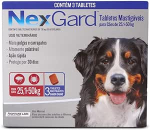 Nexgard Antipulgas e Carrapato 6,0gr Merial p/Cães de 25,1 a 50kg - 3 Tabletes