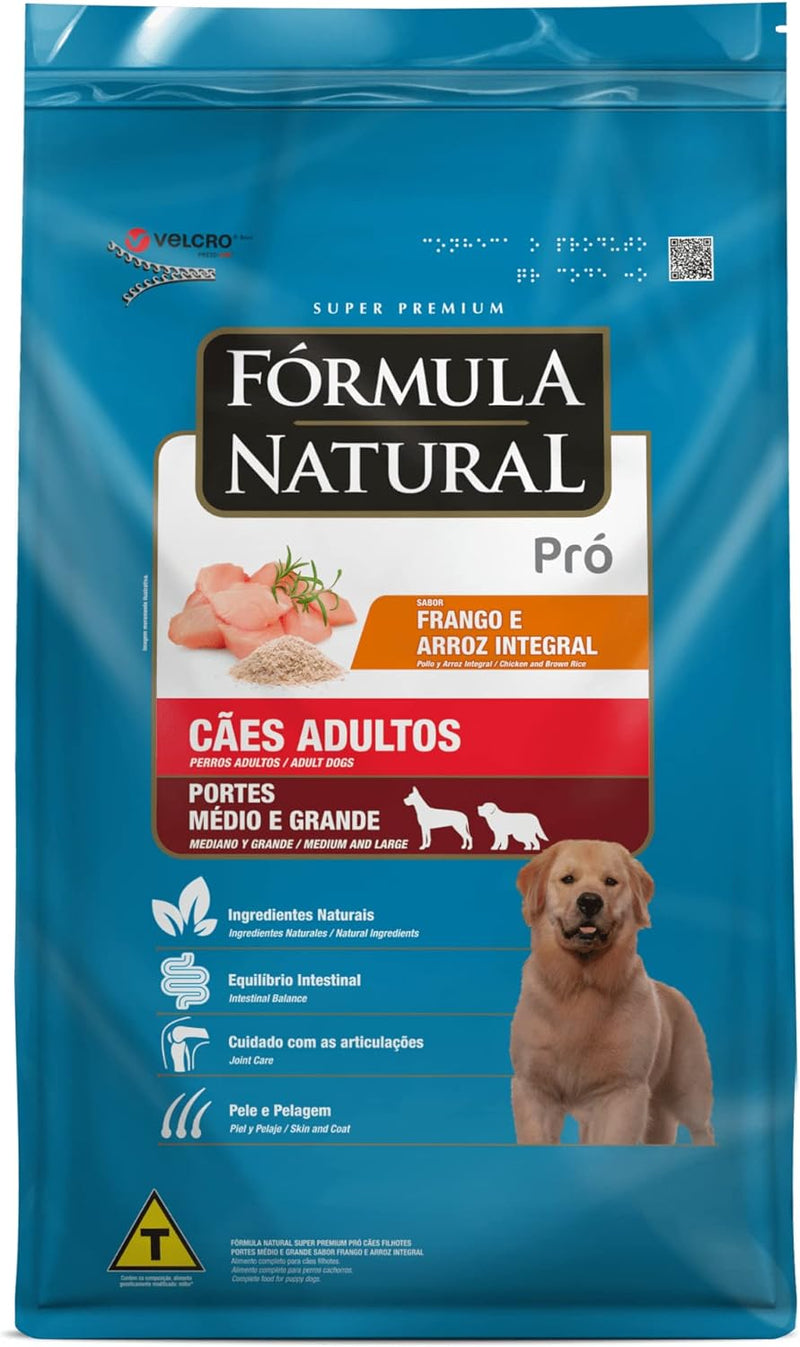 Ração Fórmula Natural Pró para Cães Adultos de Porte Médio e Grande Sabor Frango e Arroz Integral 20kg