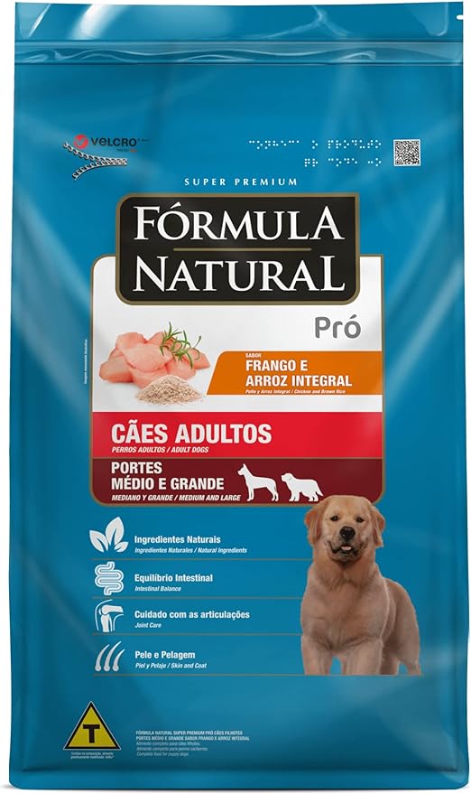 Ração Fórmula Natural Pró para Cães Adultos de Porte Médio e Grande Sabor Frango e Arroz Integral 15kg