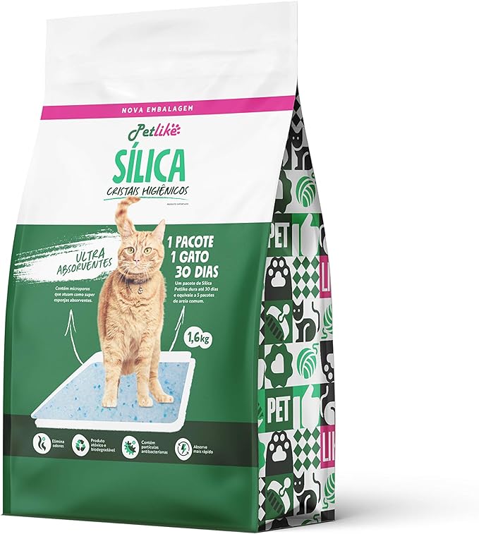 Areia de Silica Aroma Natural para Gatos, Petlike, 1,6kg