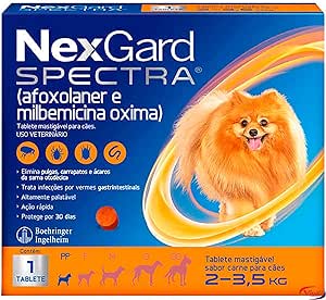 NexGard Spectra Antipulgas e Carrapatos e Vermífugo para Cães de 2 a 3,5kg - 3 tablete