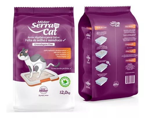 Areia Higiênica Gatos De Milho E Mandioca Grãos Finos 2kg