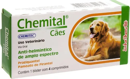 Vermífugo Chemital para Cães adultos 4 Comprimidos