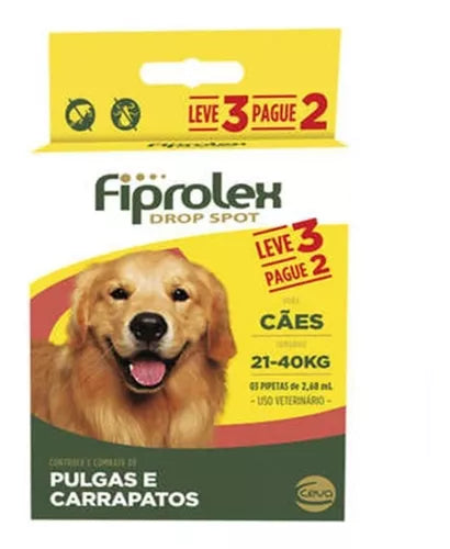 Antipulgas Fiprolex Cães Drop Spot 21 a 40kg 2,68 ml