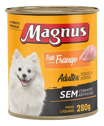 Ração Úmida Patê Magnus Cães Adultos Sabor Frango Lata 280g