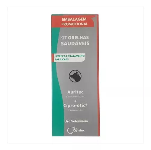 Kit Orelhas Saudáveis Auritec 100 Ml E Cipro-otic 15g Syntec