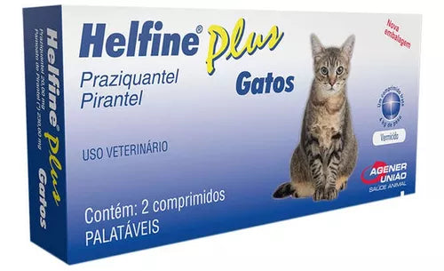 Vermífugo Para Gatos Helfine Plus 2 Comprimidos