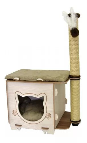 Arranhador Box Mdf Com Casinha Para Gatos Sao Pet