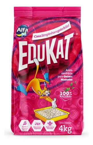 Areia De Gato Higiênica Sanitária Edukat Peso 4kg Para Gatos