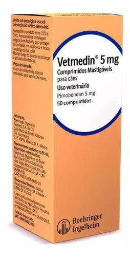 Vetmedin 5mg 50 Comprimidos Pimobendan Cães Cardiacos