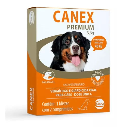 Vermifugo Canex Premium 3,6g Para Cães De 40 Kg 2comprimidos
