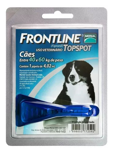 Frontline Antipulgas e Carrapatos Topspot para Cães de 40 a 60kg, azul
