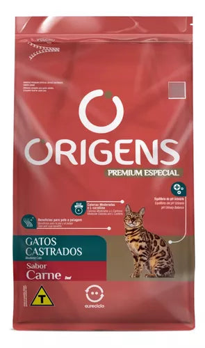 Ração Origens para Gatos Castrados Sabor Carne 10,1kg