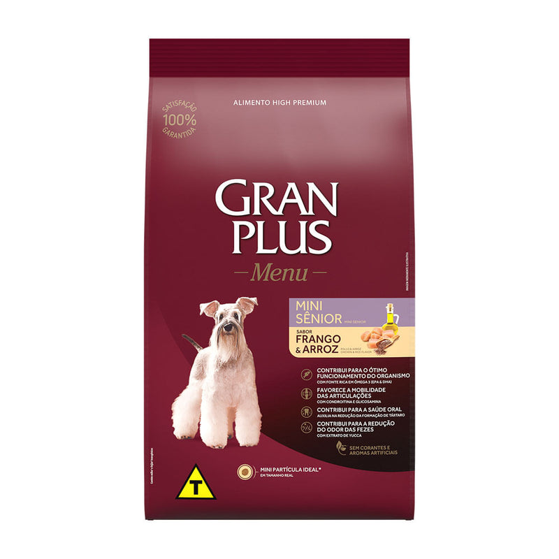Ração GranPlus Menu Cães Mini Sênior Frango e Arroz 15kg