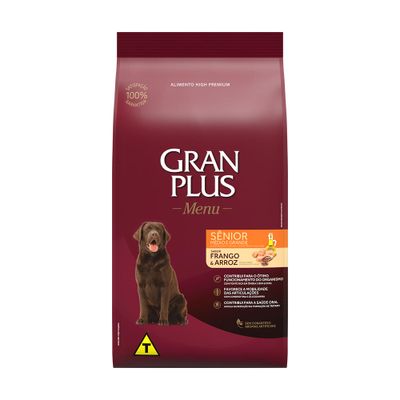 Ração GranPlus Menu Cães Sênior Portes Médio e Grande Frango e Arroz 15 kg