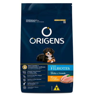 Ração Origens Cães Filhotes Médio e Grande Frango e Cereais 15kg