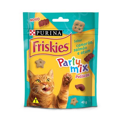 Petisco Friskies Party Mix Gatos Camarão, Salmão e Atum 40g