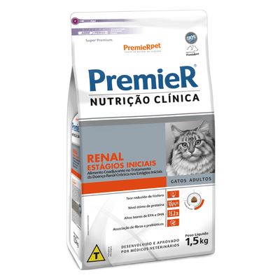 Ração Premier Nutrição Clínica Renal Estágios Iniciais Gatos Adultos 1,5 kg