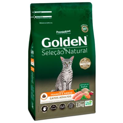 Ração Golden Seleção Natural Gatos Adultos Frango e Arroz 3 kg