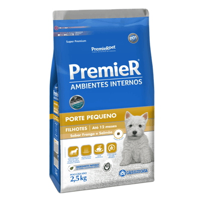 Ração Premier Ambientes Internos Cães Filhotes Raças Pequenas 2,5 kg