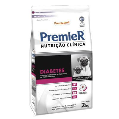 Ração Premier Nutrição Clínica Diabetes Cães Adultos e Filhotes Raças Pequenas 2 kg