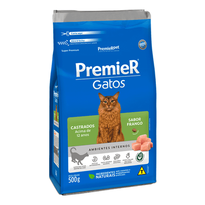Ração Premier Ambientes Internos Gatos Adultos Castrados +12 anos 1,5 kg