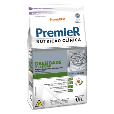 Ração Premier Nutrição Clínica Obesidade Gatos Adultos 1,5 kg