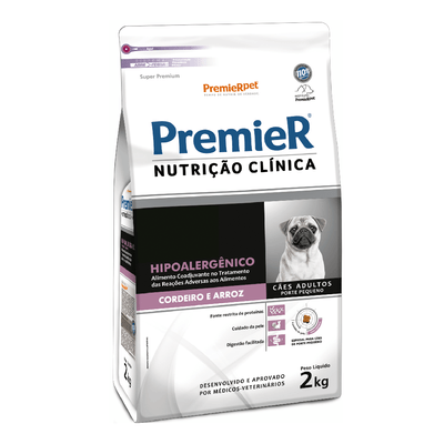 Ração Premier Nutrição Clínica Cães Hipoalergênico Pequeno Porte Cordeiro e Arroz 10,1 kg