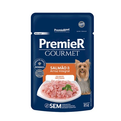 Ração Úmida Premier Cachorros Adultos Gourmet Salmão e Arroz Integral 85 g