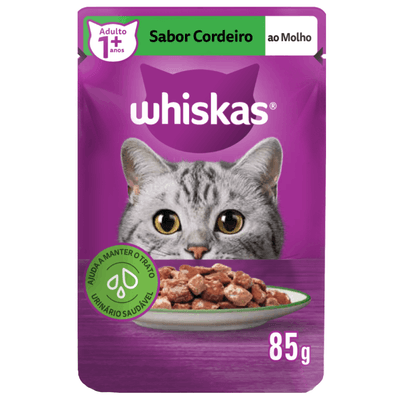 Ração Úmida Whiskas Sachê Cordeiro ao Molho Gatos Adultos 85 g