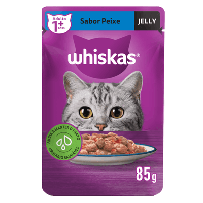 Ração Úmida Whiskas Sachê Peixe Jelly Gatos Adultos 85 g