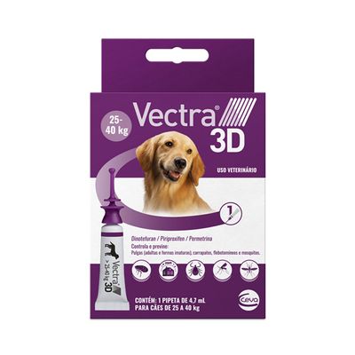 Antipulgas Vectra 3D Cães 25 a 40 kg Ceva 4,7 ml 3 pipeta