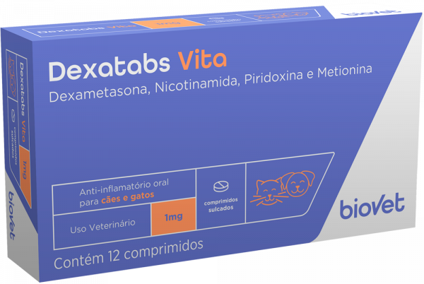 Dexatabs Vita 1mg C/12 Comprimidos Para Cães e Gatos - Biovet