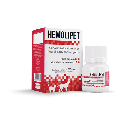 Suplemento Vitamínico Mineral para Cães e Gatos Hemolipet 30 ml