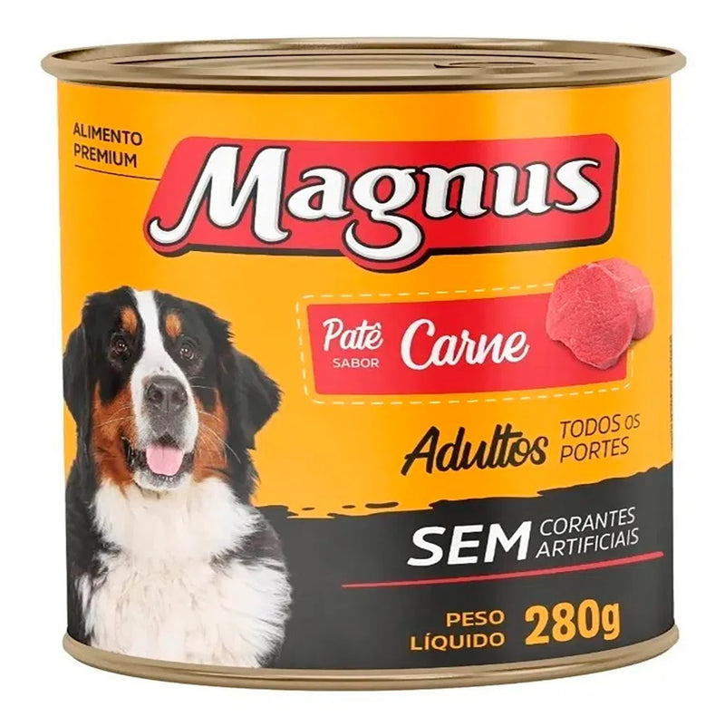 Patê Cães Magnus Adulto Carne Lata 280g