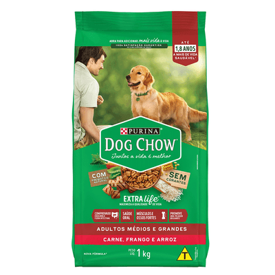 Ração Dog Chow Cães Adultos Médios e Grandes Carne, Frango e Arroz 3kg