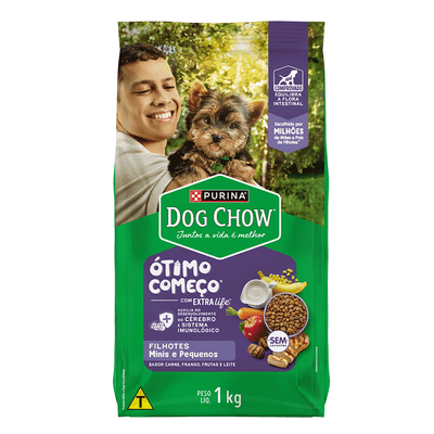 Ração Dog Chow Cães Filhotes Minis e Pequenos Carne, Frango e Arroz 1 kg